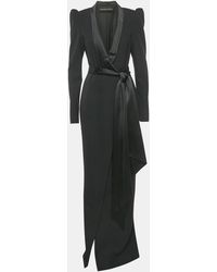 Alexandre Vauthier - Satin Collar Crepe Tailored Long Dress - Lyst