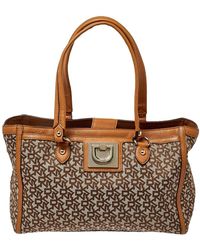 DKNY - /tan Signature Canvas And Leather Tote - Lyst