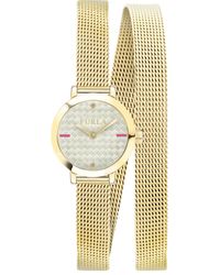 Furla - Vittoria Guilloche' Gold Col. Dial Stainless Steel Watch - Lyst