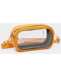 Fashnzfab - Solid Faux Leather Transparent Rectangle Crossbody Bag - Lyst