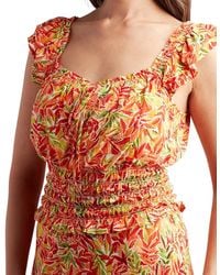 Bcx - Crop Top Ruffle Smocked Waist Square Neck Blouse Pall614 - Lyst
