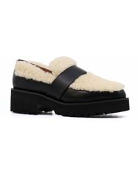 All Black - Sherpa Leather Wedge Loafers - Lyst