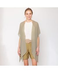 TRUEDAMES - Solid Chiffon Ruana Poncho - Lyst