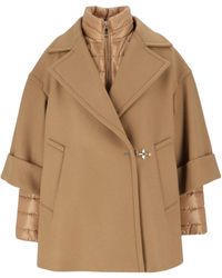Fay - Camel Layered Wool-Blend Coat - Lyst