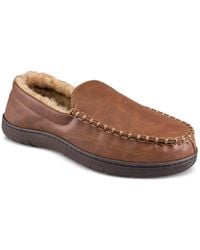 Haggar - Faux Leather Slip On Loafer Slippers - Lyst