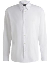 BOSS - Relaxed-Fit Cotton Shirt With Embroidered Double B Monograms - Lyst