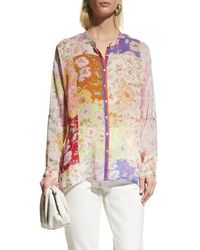 Johnny Was - Cosmo Lauren Floral-print Patchwork Blouse - Lyst