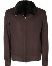 Montecore - Dark Fur Collar Cropped Jacket - Lyst