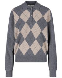 Rohe - Wool Blend Polo With Classic Collar And Argyle Pattern - Lyst
