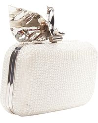 Maticevski - Romancing Bead Diamante Silver Metal Flower Clasp Box Clutch Bag - Lyst