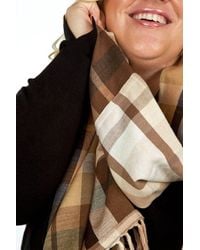Echo - Patched Plaid Wrap With Fringe - Lyst