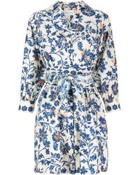 Cara Cara - Leighton 100% Cotton Belted Dress Azure Alexandria Floral - Lyst