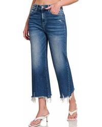 Zenana - Dark Wash Crop Jeans - Lyst