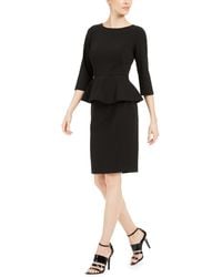 Calvin Klein - Peplum 3/4 Sleeves Sheath Dress - Lyst