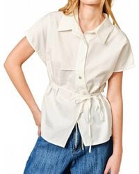 Aaron & Amber - Belted Detail Button Top - Lyst