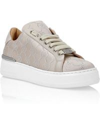 Philipp Plein - Satin Lo Top Sneakers Monogram Strass - Lyst
