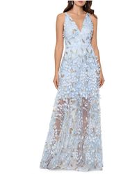 Xscape - Embroidered Long Evening Dress - Lyst