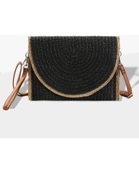 Fashnzfab - Frayed Trip Two Tone Straw Clutch Crossbody Bag - Lyst