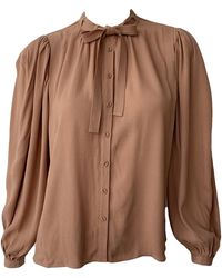 Ulla Johnson - Cle Long Sleeve Tie Bow Blouse Fawn - Lyst