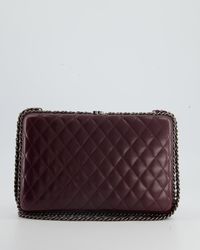 Chanel - Burgundy Clutch On Chain Bag With Chain Details And Gunmetal Hardware - Lyst