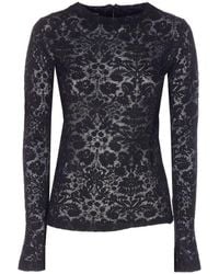 Pinko - Marinara Lace Overlay Wool-Blend Blouse - Lyst