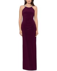 Betsy & Adam - Embellished Halter Gown - Lyst