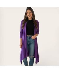 TRUEDAMES - Open Front Draped Long Solid Cardigan - Lyst