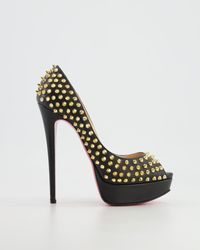 Christian Louboutin - Leather Open-toe Heels With Gold Spikes - Lyst