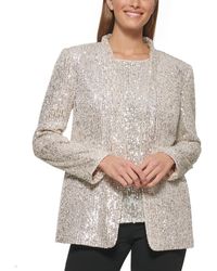DKNY - Sequined Shawl Collar Open-front Blazer - Lyst