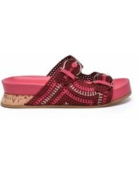 Ferragamo - Shaula Raffia Wedge Mules - Lyst