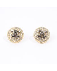 Chanel - Cc Logo Diamante Earrings Base Metal - Lyst