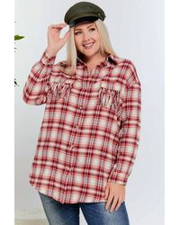 Davi & Dani - Plaid Button Up Plus Shirt - Lyst