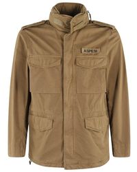 Aspesi - Stone Cotton Minifield Jacket With Hidden Hood - Lyst