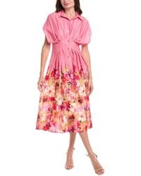 Badgley Mischka - Pleated Shirtdress - Lyst