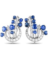 Non-Branded - Lb Exclusive Vintage 14k Gold 2.25 Ct Diamond And 7.0 Ct Sapphire Clip-on Earrings Mf09-051724 - Lyst