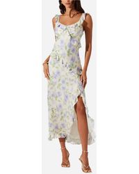 Astr - Rosalina Satin Ruffle Midi Dress - Lyst