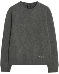 A.P.C. - Pull Edmond Textured Logo Crewneck Sweater - Lyst