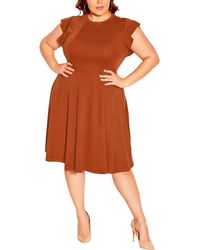 City Chic - Plus Knit Cap Sleeves Fit & Flare Dress - Lyst
