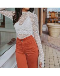 By Together - Viola White Lace Long Sleeve Top - Lyst