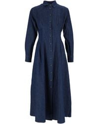 MC2 Saint Barth - A-Line Denim Midi Dress - Lyst