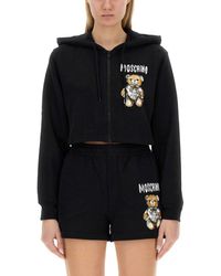 Moschino - Cropped Sweatshirt With Playful Teddy Bear Logo - Lyst