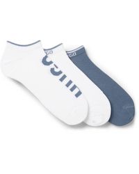 HUGO - Three-Pack Of Ankle Socks With Logos - Lyst