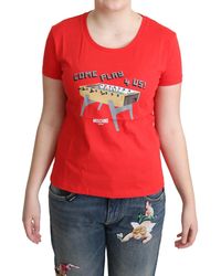 Moschino - Red Cotton Come Play 4 Us Print Tops Blouse T-shirt - Lyst