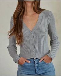 By Together - Ribbed V-Neck Button Down Cardigan - Lyst