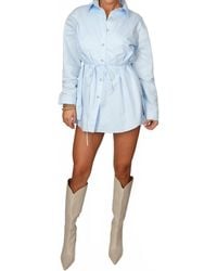 falcon park - Karlah Tie Waist Shirt Dress Romper - Lyst