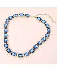 Fashnzfab - Rectangular Gem Cluster Link Evening Necklace - Lyst