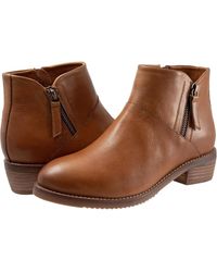 Softwalk - Roselle Ww Luggage Leather Double Zip Ankle Boots Hawk545 - Lyst