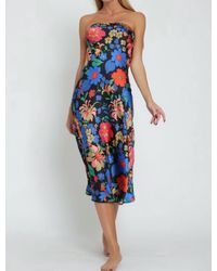 AAKAA - Floral Strapless Midi Dress - Lyst