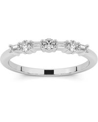 Pompeii3 - 1/4ct Baguette & Round Diamond Wedding Ring Stackable Band 14k Gold Lab Grown - Lyst