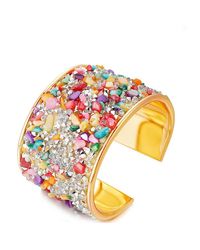Liv Oliver - 18k Gold Multi Color Gemstone Cuff Bangle - Lyst